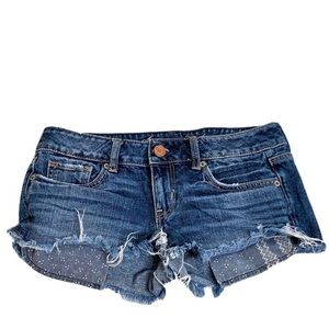 American Eagle Jean Short Shorts Cut Off Raw Fray